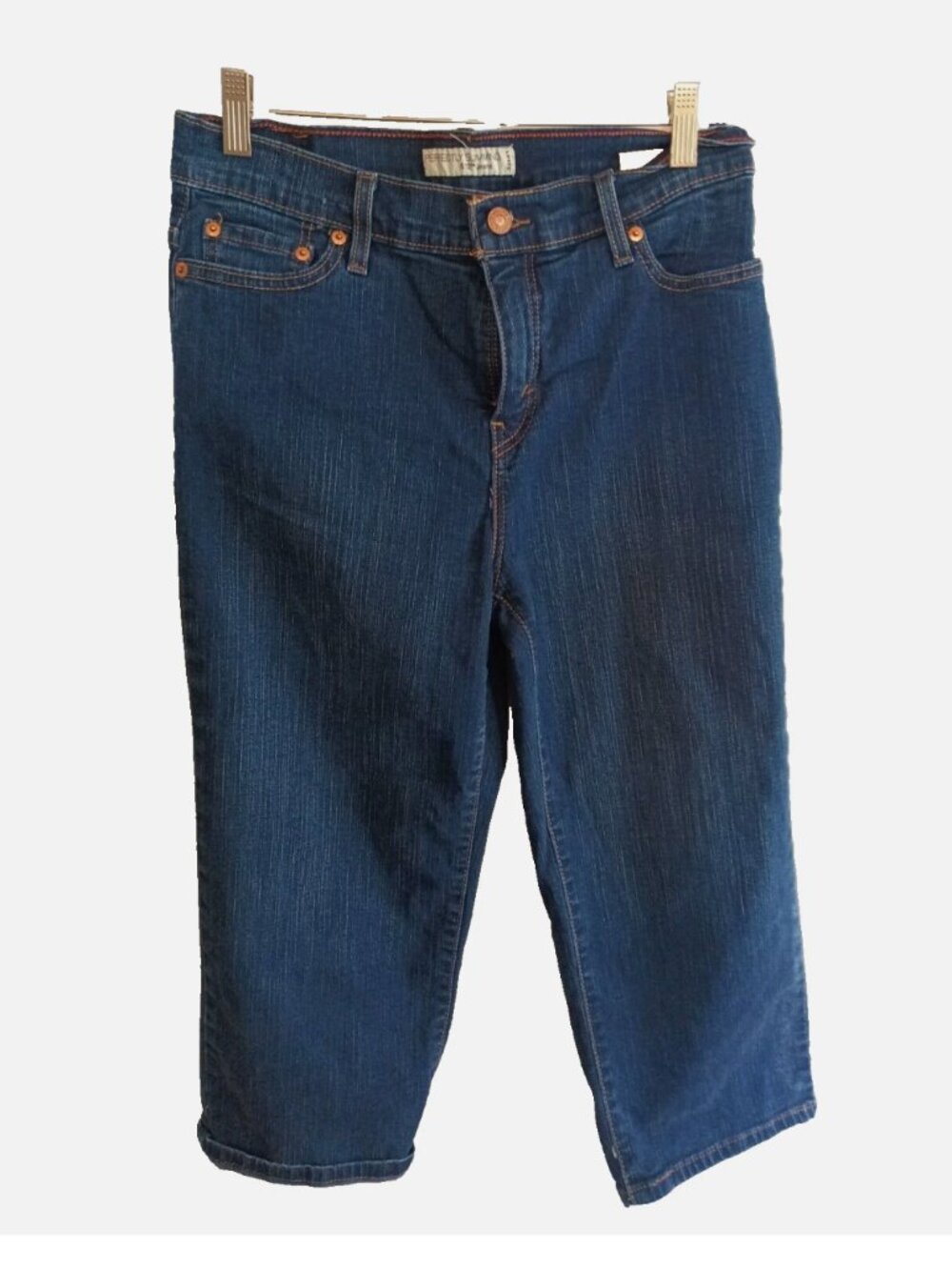 LEVI'S Women's 512 Jeans size 8 Dark Blue Perfectly Slimming Crop Capri Jeans